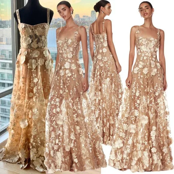 Bronx and Banco | Dresses | Bronx Banco Nwot Jasmine Gold Gown Sz M Us 6 |  Poshmark